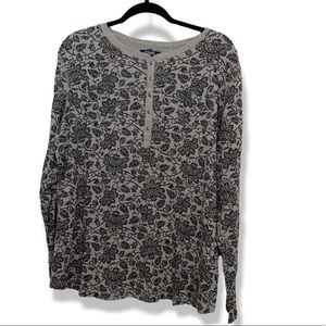 Ralph Lauren Women’s Gray Floral Button Front Top